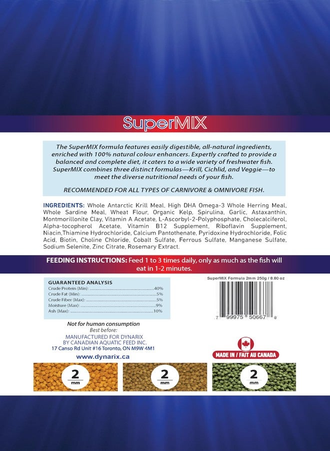 Northfin DynariX SuperMIX Fish Food - 2mm Sinking Pellets (Krill-Cichlid-Veggie) - High-Protein - for Cichlids, Oscars, Angelfish & More - Image 2